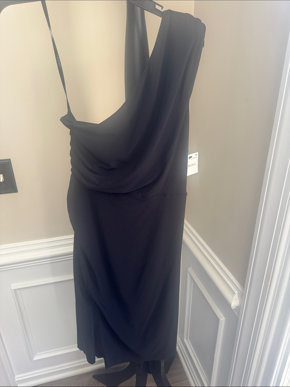 Laundry By Shelli Segal Black One-Shoulder Draped Dress